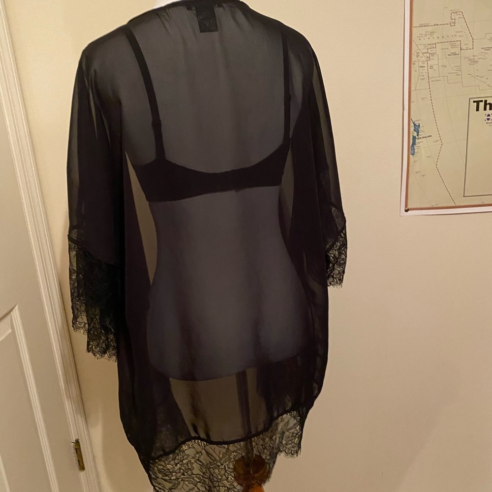 Sheer “kimono” shawl with eyelash lace sleeves
